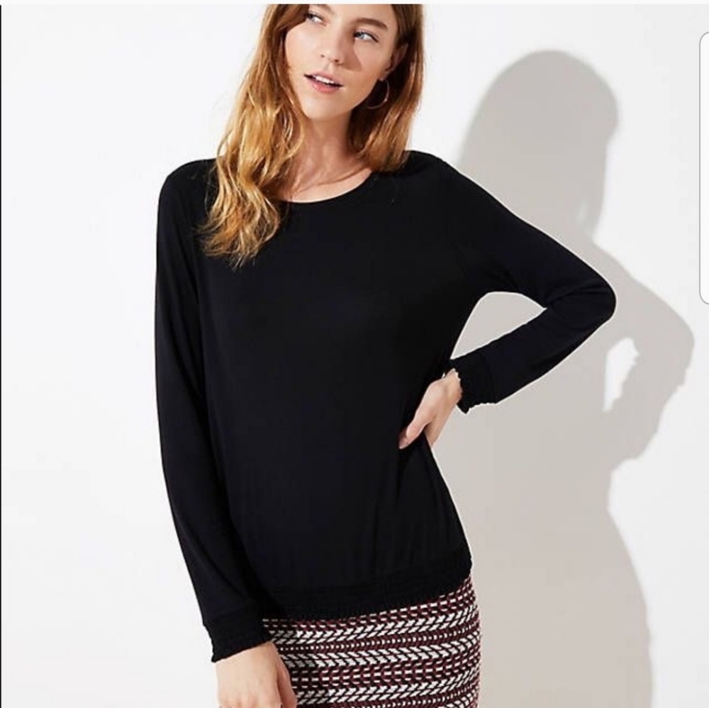 Loft Smocked Trim top